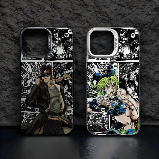 Anime J-JOJO Cool Phone Case For iPhone 17 16 15 14 13 12 11 Pro Max Air multicolor Matte Laser Metallic Aurora Funda