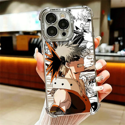 MHA My Hero Bakugou Katsuki Plating Phone Case For iPhone 16 17 Pro Max Air 17E 16E 14 15 Plus 12 13 11 Anti-Fall Protection Cov