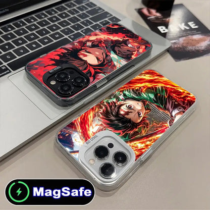 Demon Slayer Tanjiro Phone Case for iPhone 16 15 14 13 12 11 Pro Max Plus MagSafe Translucent Colour Printing Smartphone Cover