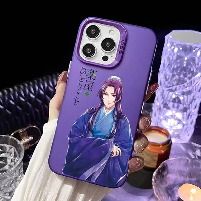 Anime the Apothecary Diaries Phone Case For iPhone 16 15 14 13 12 11 Pro Max White Purple Matte Laser Metallic Aurora Funda