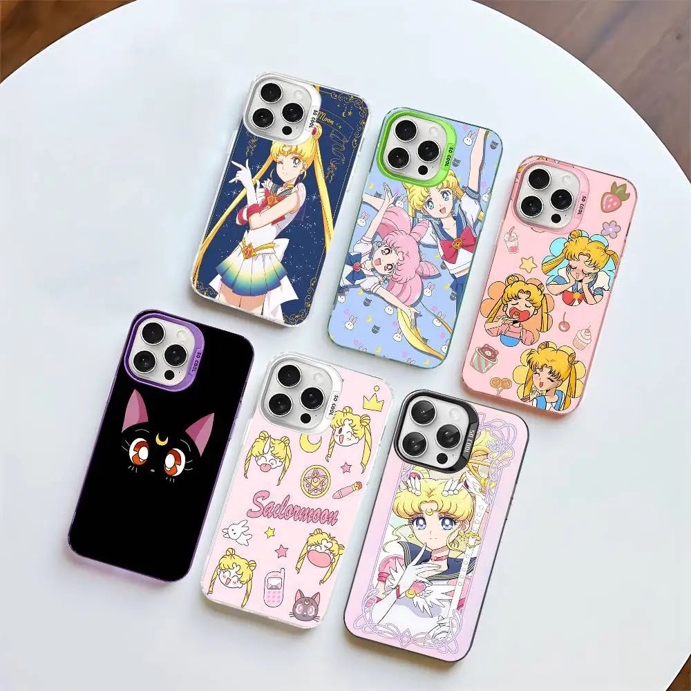 Anime S-Sailor M-Moon Phone Case For iPhone 17 16 15 14 13 12 11 Pro Max Color Black Matte Cover