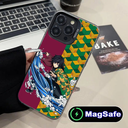 Demon Slayer Giyu Tomioka Phone Case for iPhone 16 15 14 13 12 11 Pro Max Plus MagSafe Translucent Colour Protective Cover