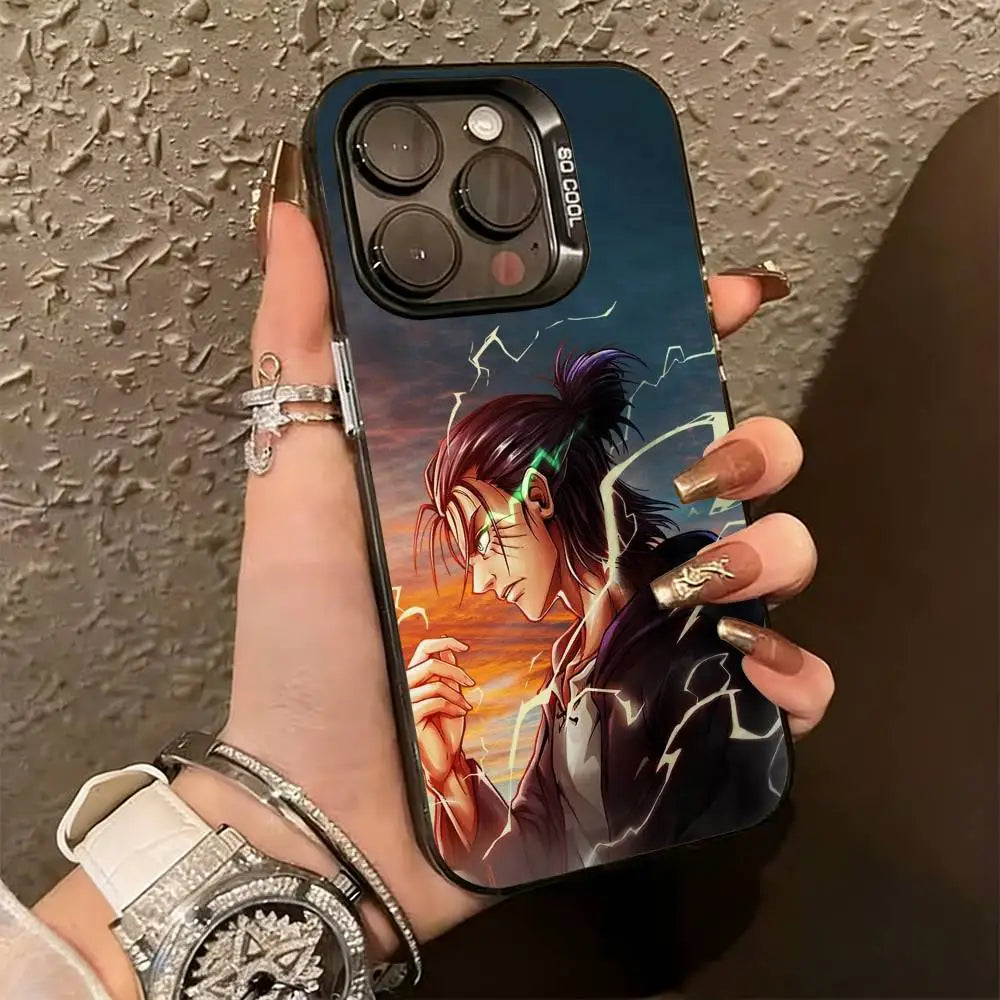 Attack on Titan E-Eren y-Yeager Phone Case For iPhone 17,16,15,14,13,12,11Plus,Pro Max,XS,Colorful Silver Phone case Funda Cover