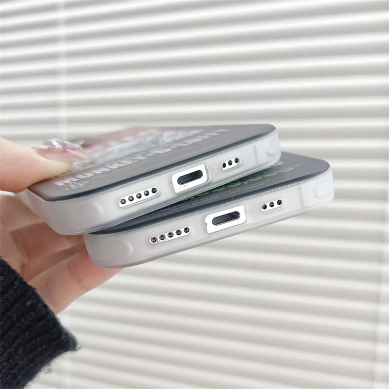 Luxury Laser Anime One Piece Luffy Matte Case For iPhone 16 15 14 13 12 11 Pro Max Zoro Bumper Shockproof Armor Hard Back Cover