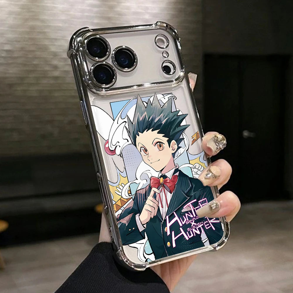 Hot HUNTERS×HUNTERS KilluaS Plating Phone Case For iPhone 17 17e 16e 16 15 14 13 12 11 Pro Max X Mini Air Plus Anti-Fall Airabag