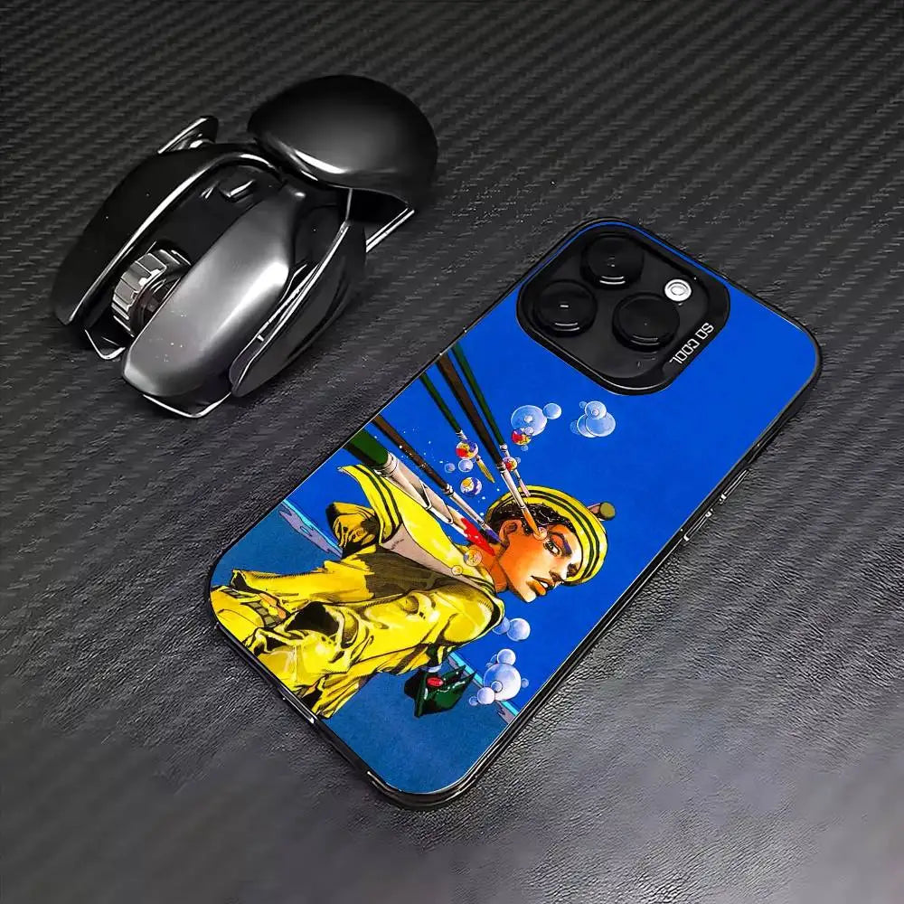JOJOS B-Bizarres Adventures Phone Case For iPhone 17,16,15,14,13,12,11 Plus,Pro Max,Colored Silver Phone Case