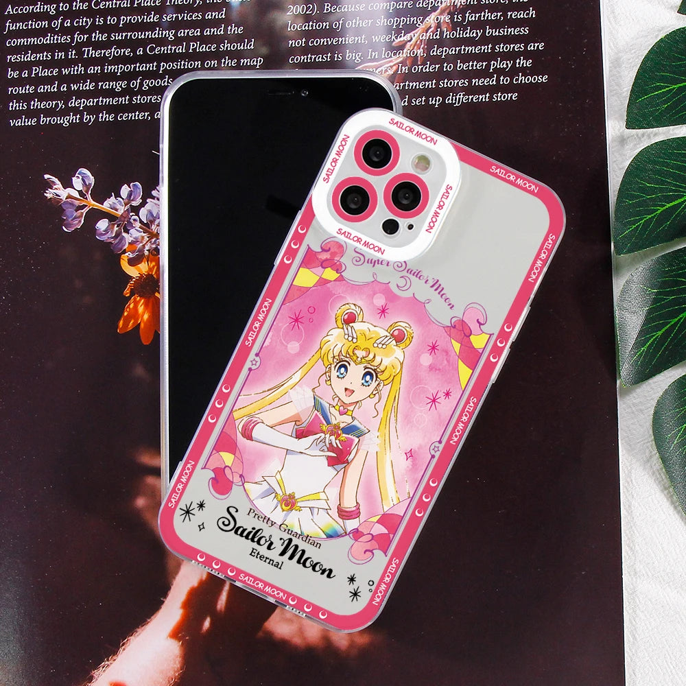Sailors Moons Girl Phone Case for Apple iPhone 17 Air 16 15 14 Plus 13 12 11 Pro Max Border printing Soft Transparent Cover