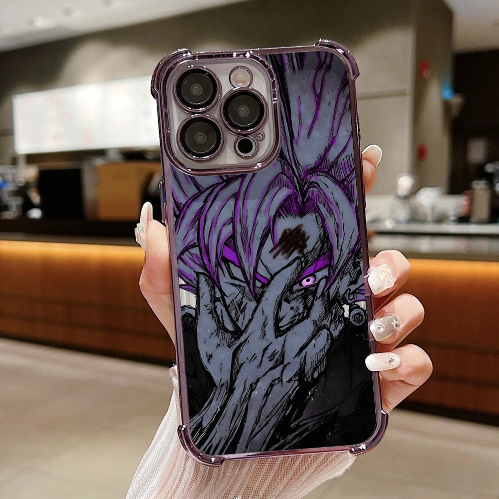 Dragon Ball anime sketch Plating Phone Case For iPhone 17 17e 16 15 14 13 12 11 Pro Max X XR 7 8 Mini Air Plus Anti-Fall Airabag