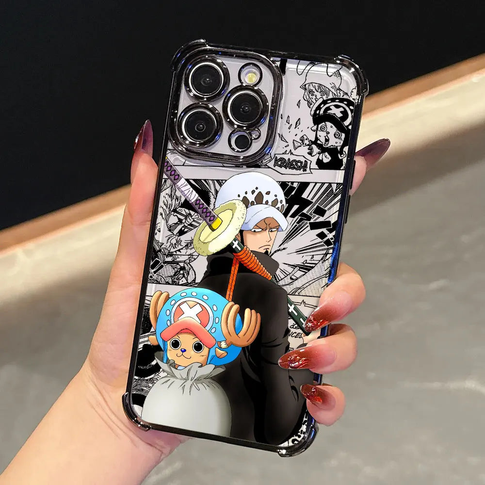 Anime Gear 5 LuffyS Ones Pieces Plating Phone Case For iPhone 17 17e 16e 16 15 14 13 12 11 Pro Max X XR Mini Air Plus Anti-Fall