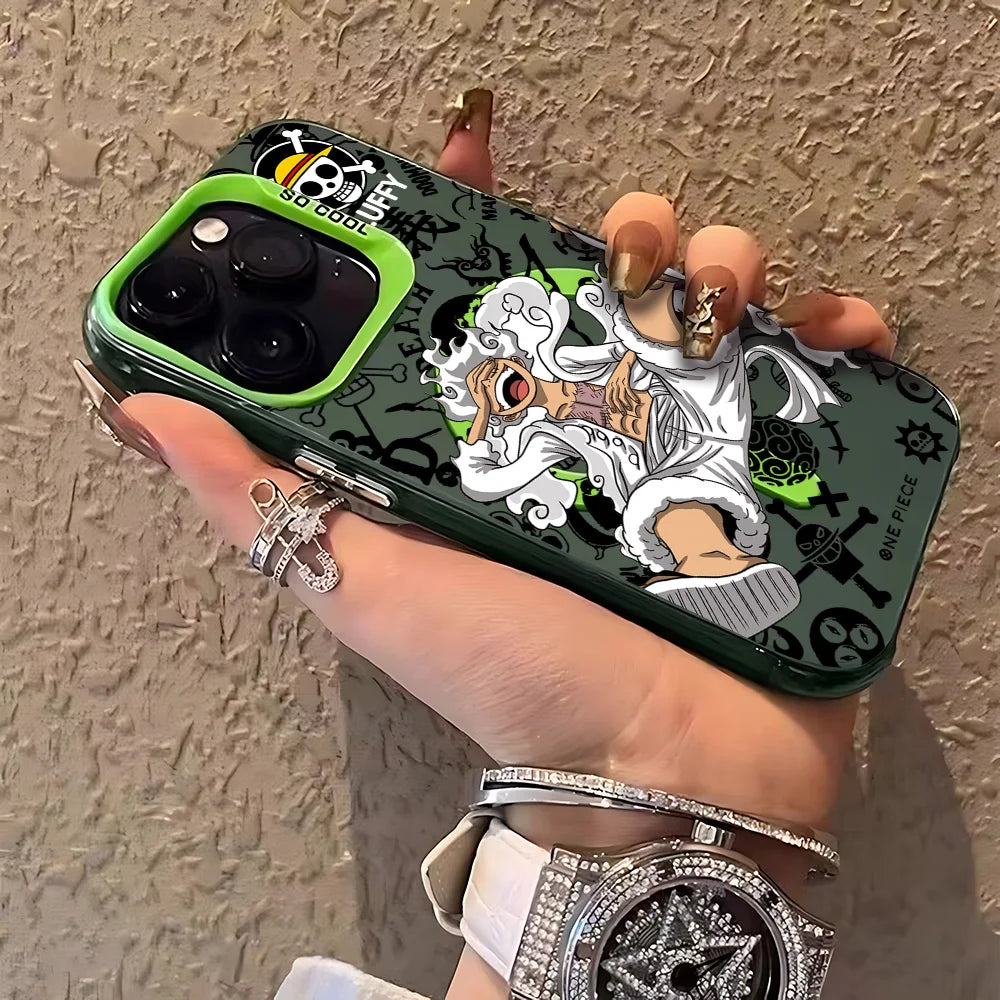 Anime O-Ones Pieces Luffys Zoros Magnetic Case for iPhone 12 13 14 15 16 17 Air Pro Max Plus Soft Silver Plated Anti Fall Cover