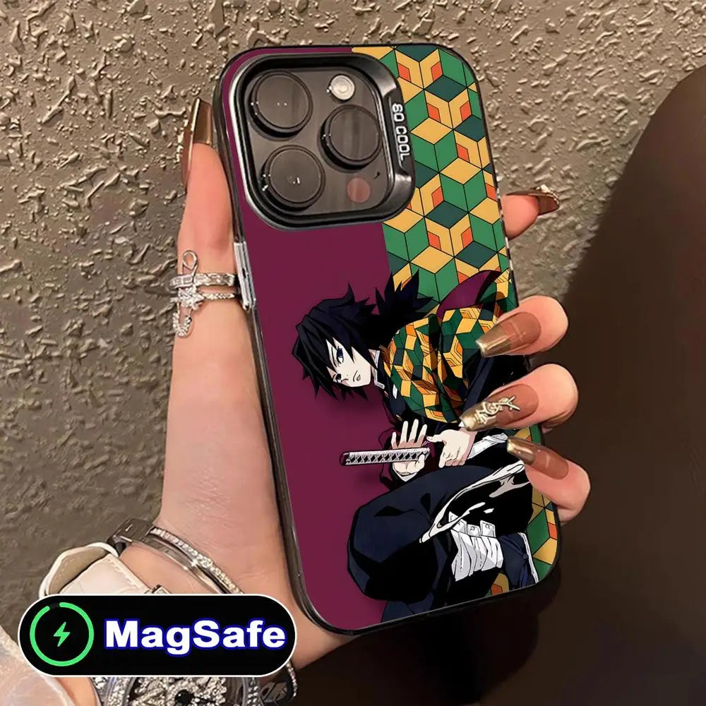 Demon Slayer Giyu Tomioka Phone Case for iPhone 16 15 14 13 12 11 Pro Max Plus MagSafe Translucent Colour Protective Cover