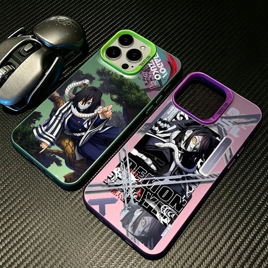 Demon Slayer Iguros Obanaies Phone Case for iPhone 17 Air 16 16e 15 14 Plus 13 12 11 Pro Max X Xs XR 8 Silver Hard Cover