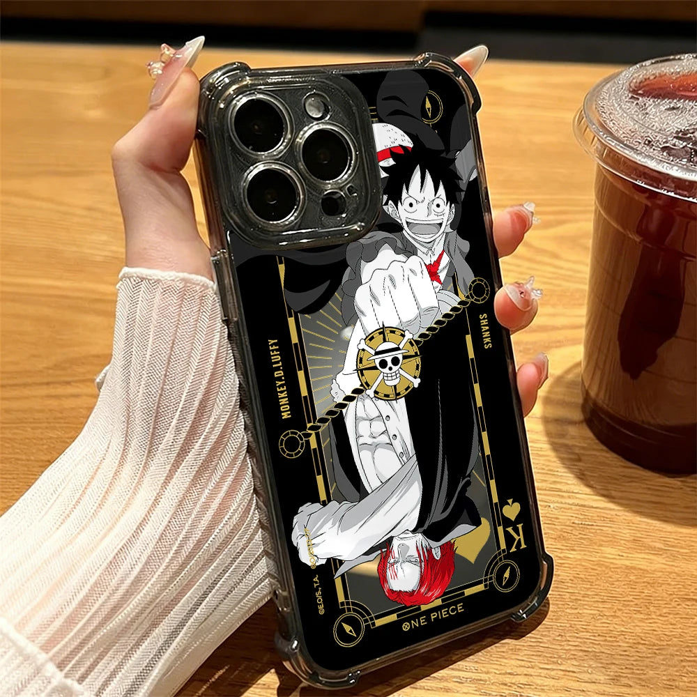 One Luffies Z-Zoroe Pieces Phone Case for iPhone 17 Air 16 16e 15 14 Plus 13 12 11 Pro Max X Xs XR 8 Black Clear Anti Drop Cover