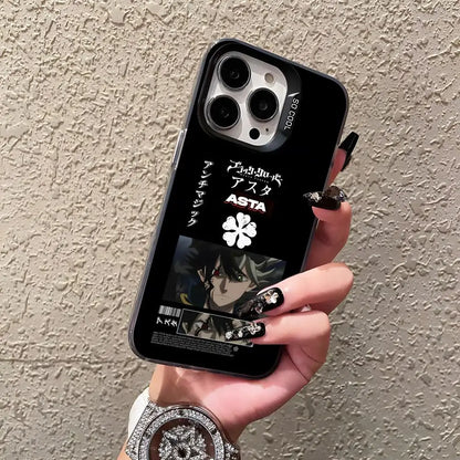 Asta Cartoon B-Black Clover Phone Case For IPhone17 Air 16 15 14 Plus 13 12 11 Pro 7 8 XS Max XR Silver Black Bumper Case