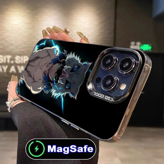 Demon Slayer Inosuke Phone Case for iPhone 16 15 14 13 12 11 Pro Max Plus MagSafe Translucent Colour Protective Smartphone Cover
