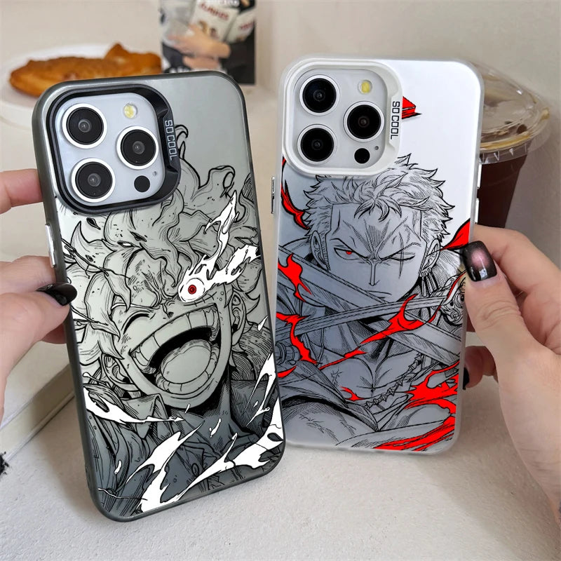 O-One P-Piece Hard Plating Case for Luffy Zoro IPhone 12 17 Air Pro Max 16 15 11 14 13 Pro Max XS X XR Plus 8 7 SE 2020 Cover