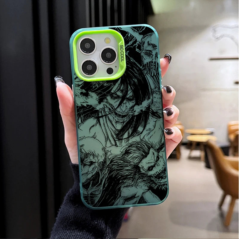 Attack on Titan Frosted Case for iPhone 17 Air 16 E 15 14 Plus 13 12 Mini 11 Pro Max Washable Acrylic Silicone Hard Edge Cover