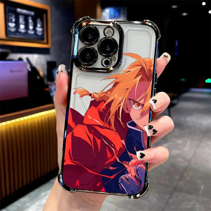 Anime Fullmetal Alchemist Plating Phone Case For Xiaomi 15 14 13 Poco F4 F5 X7 X6 X5 X3 Pro Ultra 5G Anti Fall Airbag Back Cover