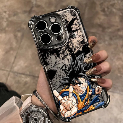 Luxury D-Dragons G-Gokus Plating Phone Case For iPhone 17 17e 16e 16 15 14 13 12 11 Pro Max XSMax Mini Air Plus Anti-Fall Balls
