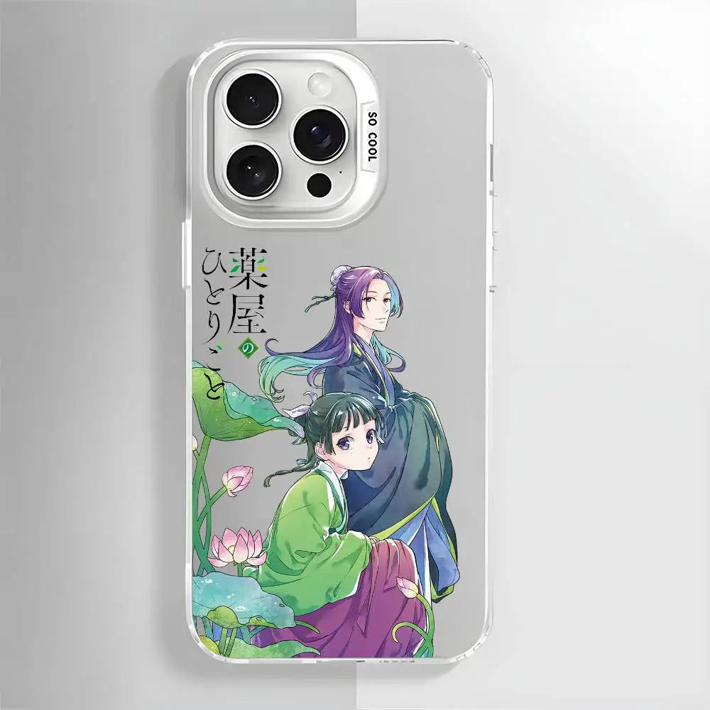 Anime the Apothecary Diaries Phone Case For iPhone 16 15 14 13 12 11 Pro Max White Purple Matte Laser Metallic Aurora Funda