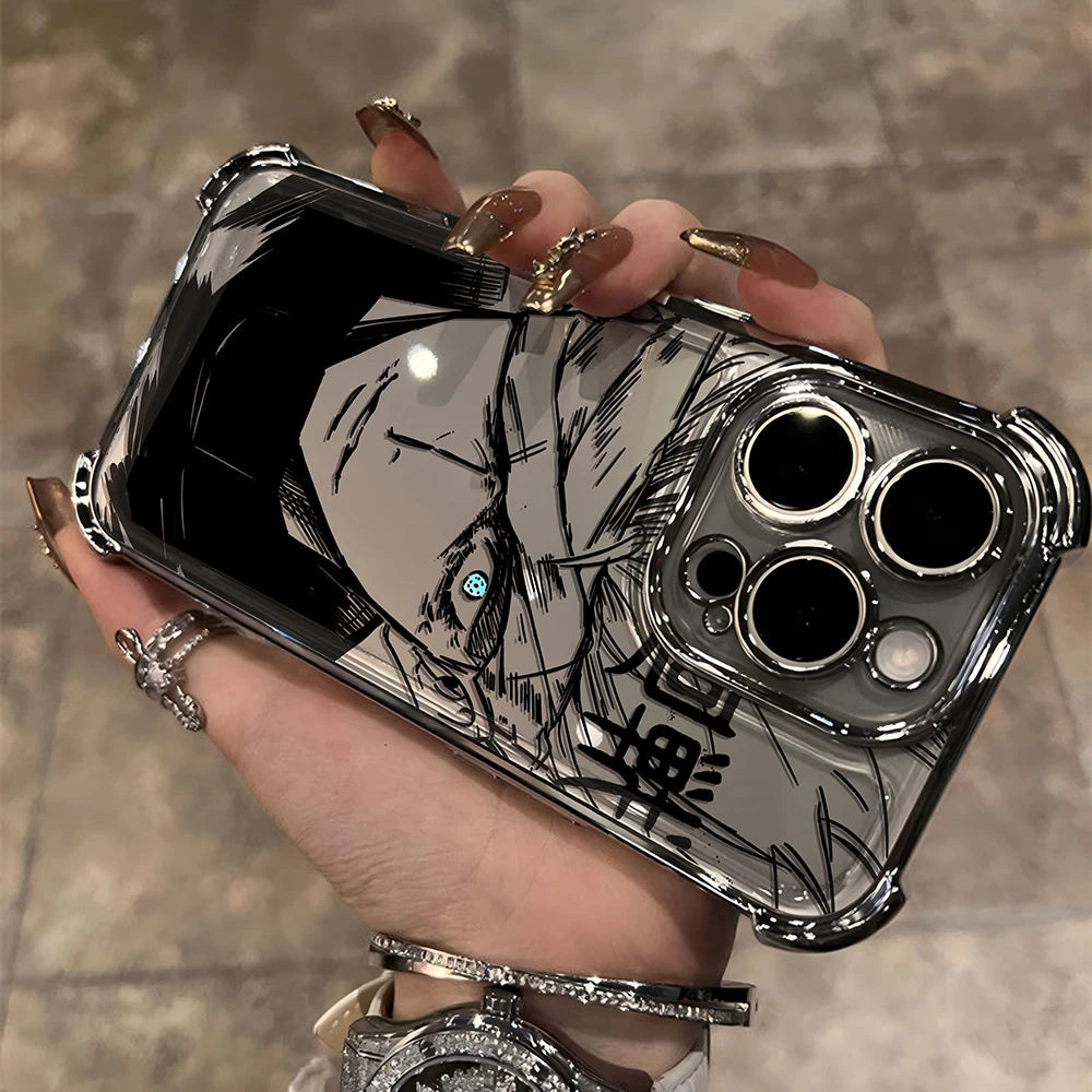 Jujutsu Kaisen Gojo Satoru New Plating Case For iPhone 16 15 14 13 12 11 Pro Max X XR XSMax 7 8 6 Plus Anti-Fall Airabag Back
