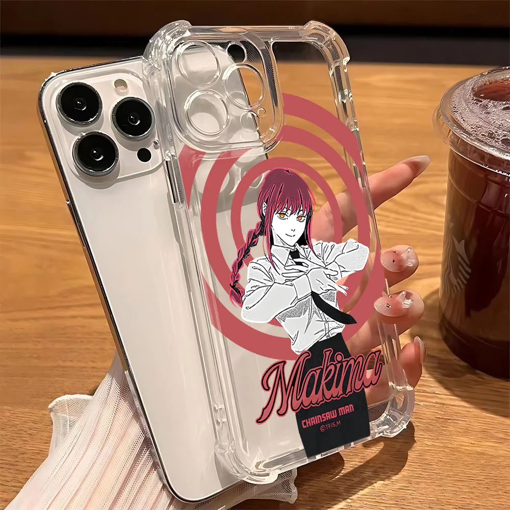 Chainsaw Man Anime Anti Fall Clear Phone Case For Xiaomi Redmi 14C 13C 12C K50 K40 Note 14 13 12 11 10 9S A1 A2 Pro Plus 4G 5G