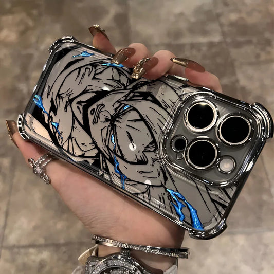 Black Comics D-Dragons Plating Phone Case For iPhone 17 17e 16e 16 15 14 13 12 11 ProMax Mini Air Plus Anti-Fall Airabag B-Balls