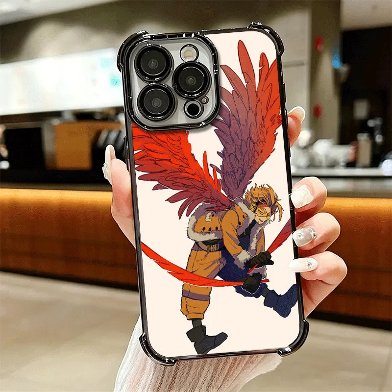 MHA My Hero Hawks Soft Phone Case For iPhone 15 16 17 Air 14 Pro Max 16E Plus 13 12 Mini Plating Anti-Fall Fundas