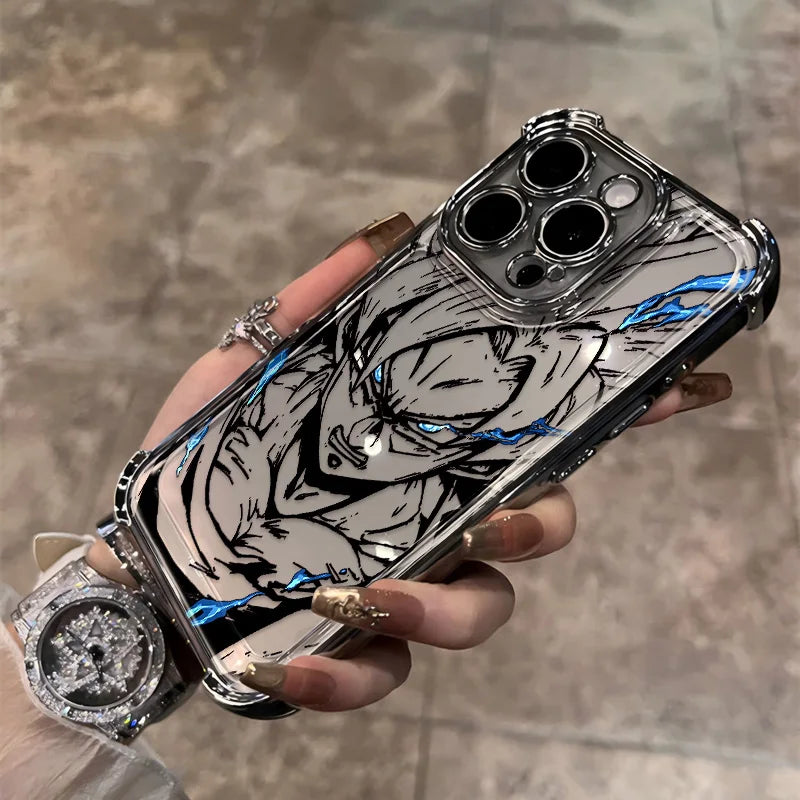 Black Comics D-Dragons Plating Phone Case For iPhone 17 17e 16e 16 15 14 13 12 11 ProMax Mini Air Plus Anti-Fall Airabag B-Balls