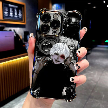 Anime cool Tokyo Ghoul Plating Phone Case For iPhone 17 16e 16 15 14 13 12 11 Pro Max X XR 7 8 Mini Air Plus Anti-Fall Airabag