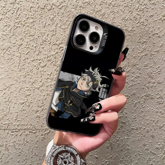 Asta Cartoon B-Black Clover Phone Case For IPhone17 Air 16 15 14 Plus 13 12 11 Pro 7 8 XS Max XR Silver Black Bumper Case