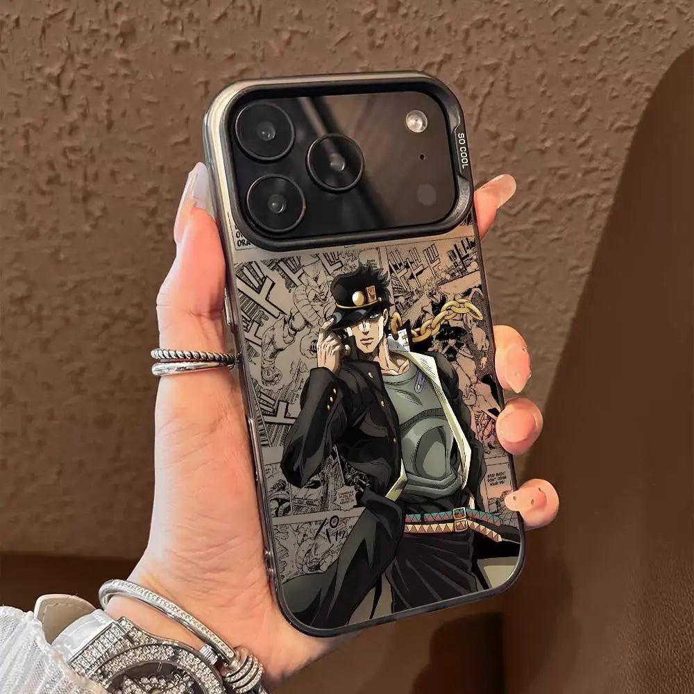 Anime J-JOJO Cool Phone Case For iPhone 17 16 15 14 13 12 11 Pro Max Air multicolor Matte Laser Metallic Aurora Funda