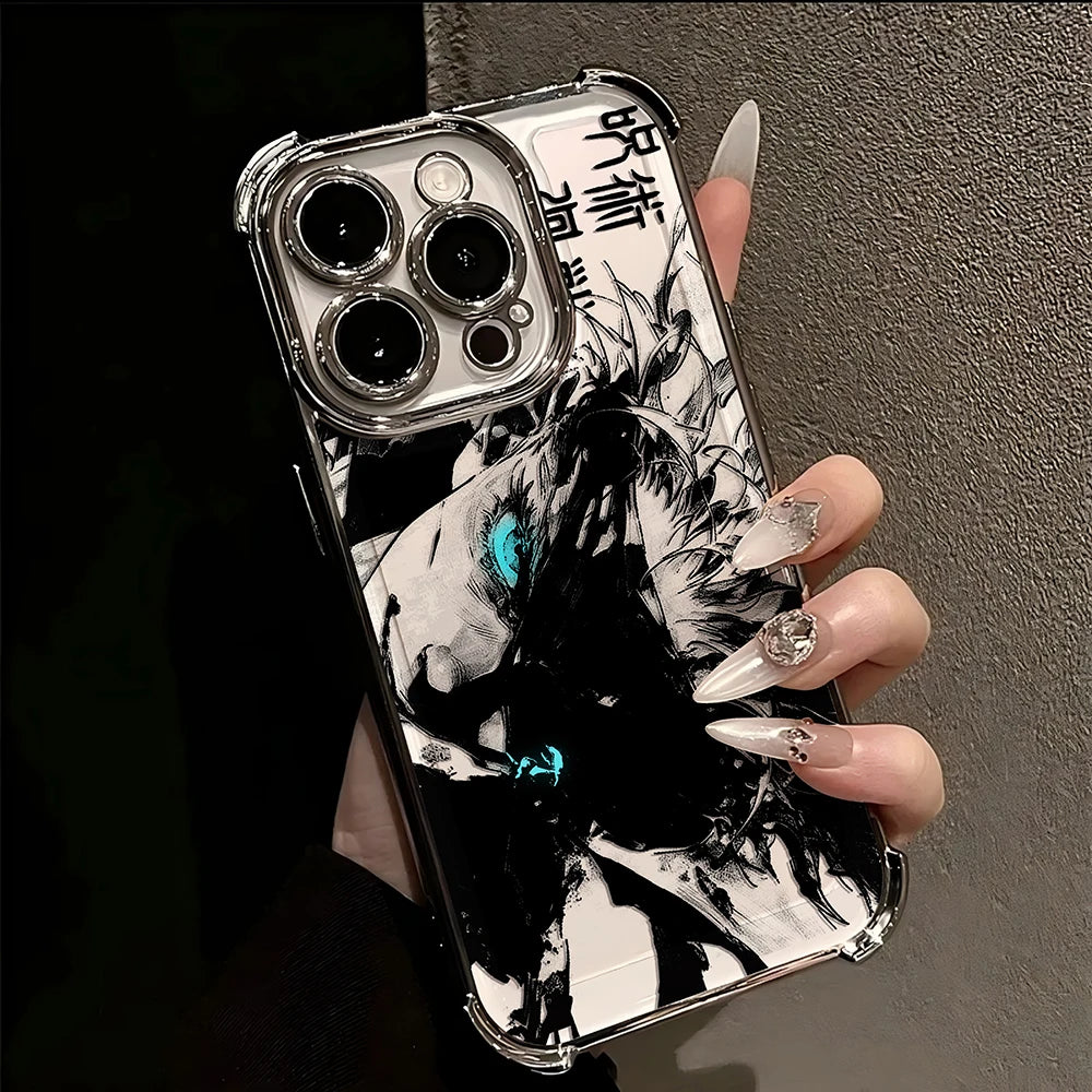 Jujutsu Kaisen Gojo Satoru New Plating Case For iPhone 16 15 14 13 12 11 Pro Max X XR XSMax 7 8 6 Plus Anti-Fall Airabag Back