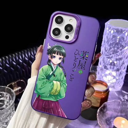 Anime the Apothecary Diaries Phone Case For iPhone 16 15 14 13 12 11 Pro Max White Purple Matte Laser Metallic Aurora Funda