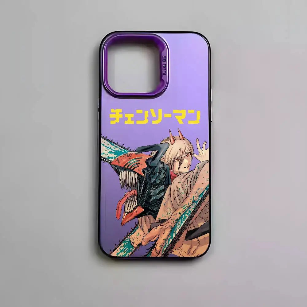 Anime C-Chainsaw Man Phone Case For iPhone 17 16 15 14 13 12 11 Pro Max Air multicolor Matte Laser Metallic Aurora Funda