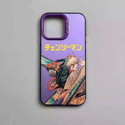 Anime C-Chainsaw Man Phone Case For iPhone 17 16 15 14 13 12 11 Pro Max Air multicolor Matte Laser Metallic Aurora Funda