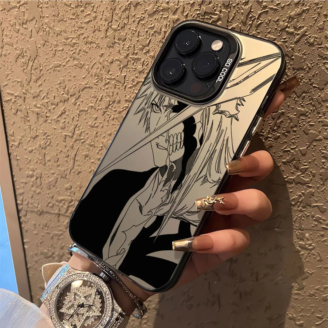 Black Anime Bleachs Kurosaki Ichigo Phone Case For iPhone 16 15 14 13 12 11 Pro Max X XR XSMAX 8 7 Plus Candy Matte Back Cover