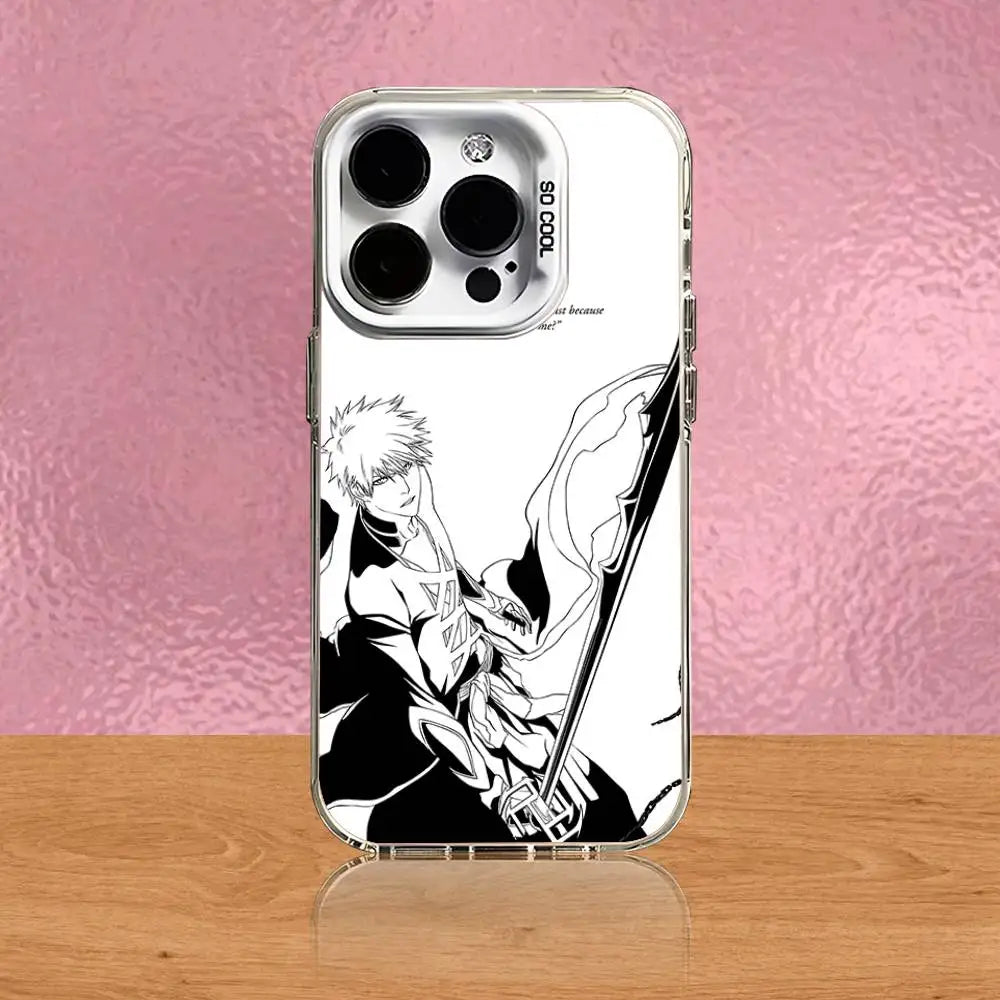 Anime B-Bleach Kurosaki Ichigo Phone Case For iPhone 16,15,14,13,12,11,Pro,XS,Max,Plus,Mini,SE White Candy Matte Shockproof Case