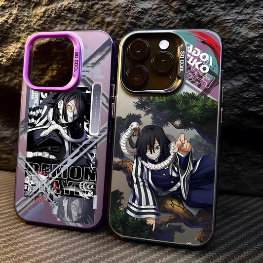 Demon Slayer Iguros Obanaies Phone Case for iPhone 17 Air 16 16e 15 14 Plus 13 12 11 Pro Max X Xs XR 8 Silver Hard Cover