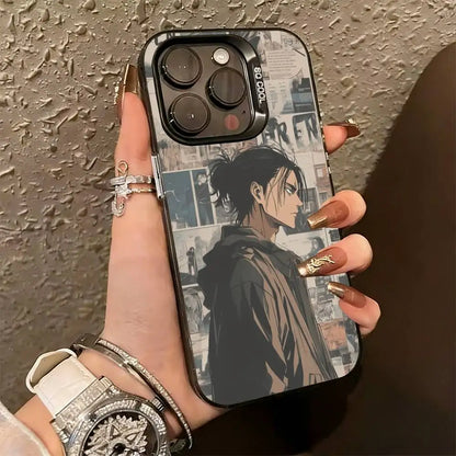 Attack on Titan E-Eren y-Yeager Phone Case For iPhone 17,16,15,14,13,12,11Plus,Pro Max,XS,Colorful Silver Phone case Funda Cover