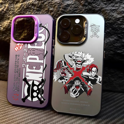 Ones Pieces Logo Phone Case for iPhone 17 Air 16 16e 15 14 Plus 13 12 11 Pro Max X Xs XR 8 Colorful Silver Hard Cover