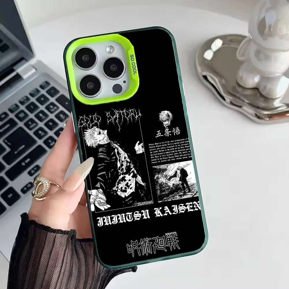 Anime J-Jujutsu K-Kaisen Gojo Phone Case IMD Phone Case For iPhone 16 15 14 13 12 11 Pro Max Plus Color Silver Cover