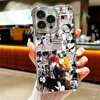 MHA My Hero Todoroki Shoto Soft Phone Case For iPhone 15 16 17 Air 14 Pro Max 16E Plus 13 12 Mini Plating Anti-Fall Fundas