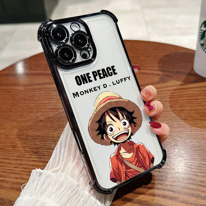 HOT Anime Ones Pieces Plating Phone Case For iPhone 17 17e 16 15 14 13 12 11 Pro Max X XR XSMax Mini Air Plus Anti-Fall Airabag