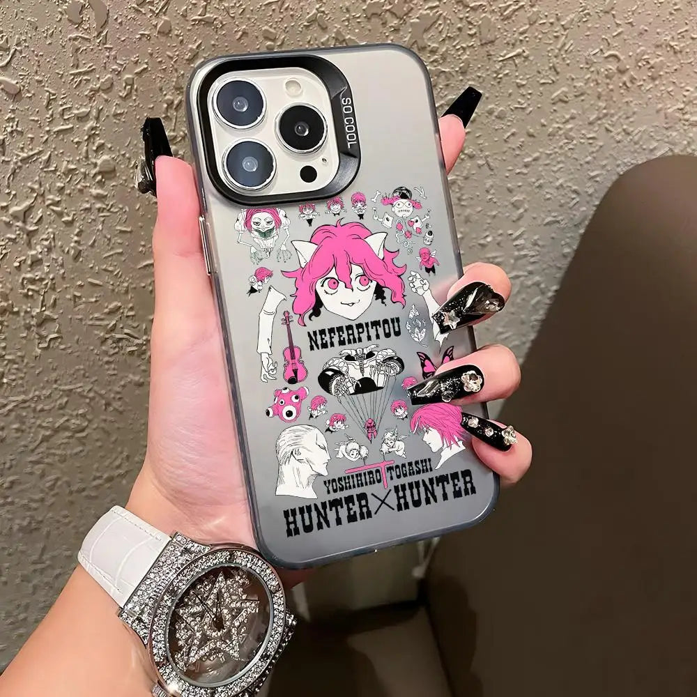 HUNTER HUNTER Phone Case For lMDColor Silver Shell For lPhone 17 16 e 15 14 13 12 11 Pro Max Plus