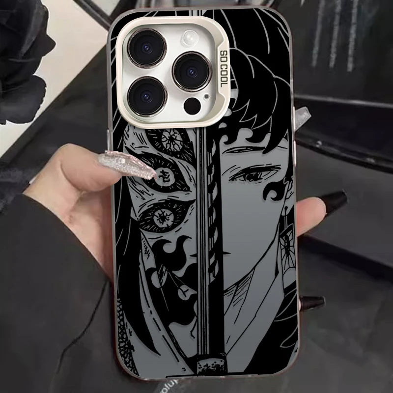 Trendy Anime Demon Slayer Frosted Case for iPhone 17 Air 16 E 15 14 Plus 13 12 Mini 11 Pro Max Acrylic Sheet Silicone Hard Cover