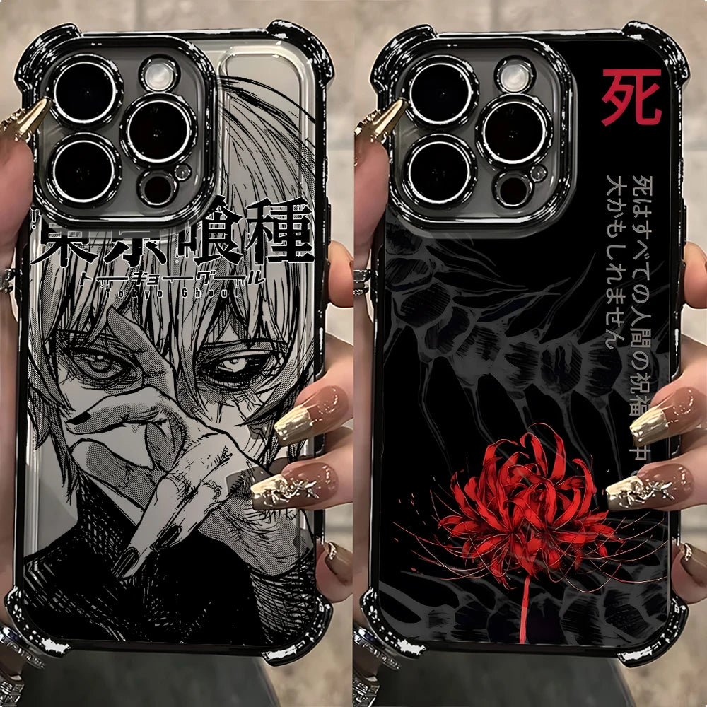 Anime cool Tokyo Ghoul Plating Phone Case For iPhone 17 16e 16 15 14 13 12 11 Pro Max X XR 7 8 Mini Air Plus Anti-Fall Airabag