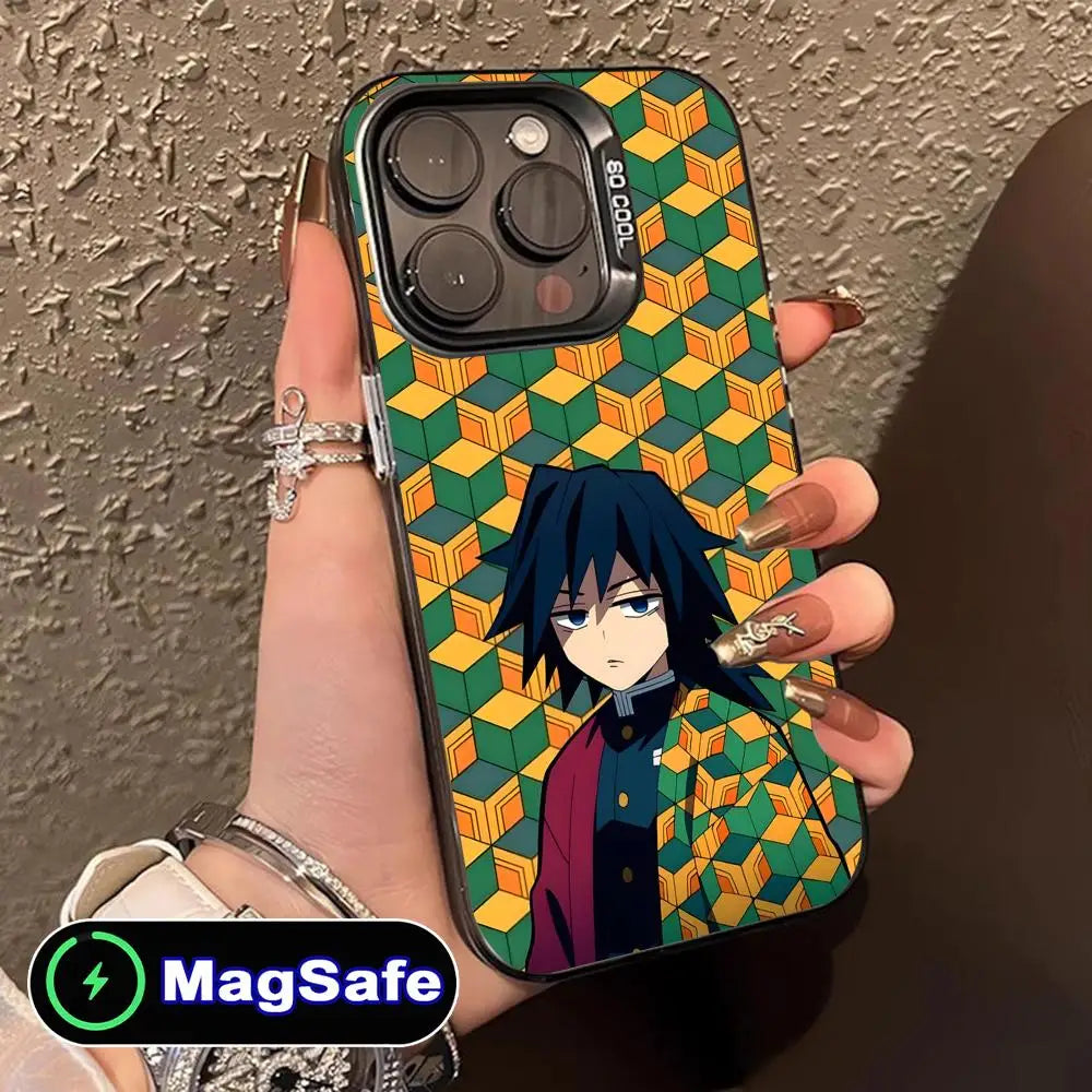 Demon Slayer Giyu Tomioka Phone Case for iPhone 16 15 14 13 12 11 Pro Max Plus MagSafe Translucent Colour Protective Cover