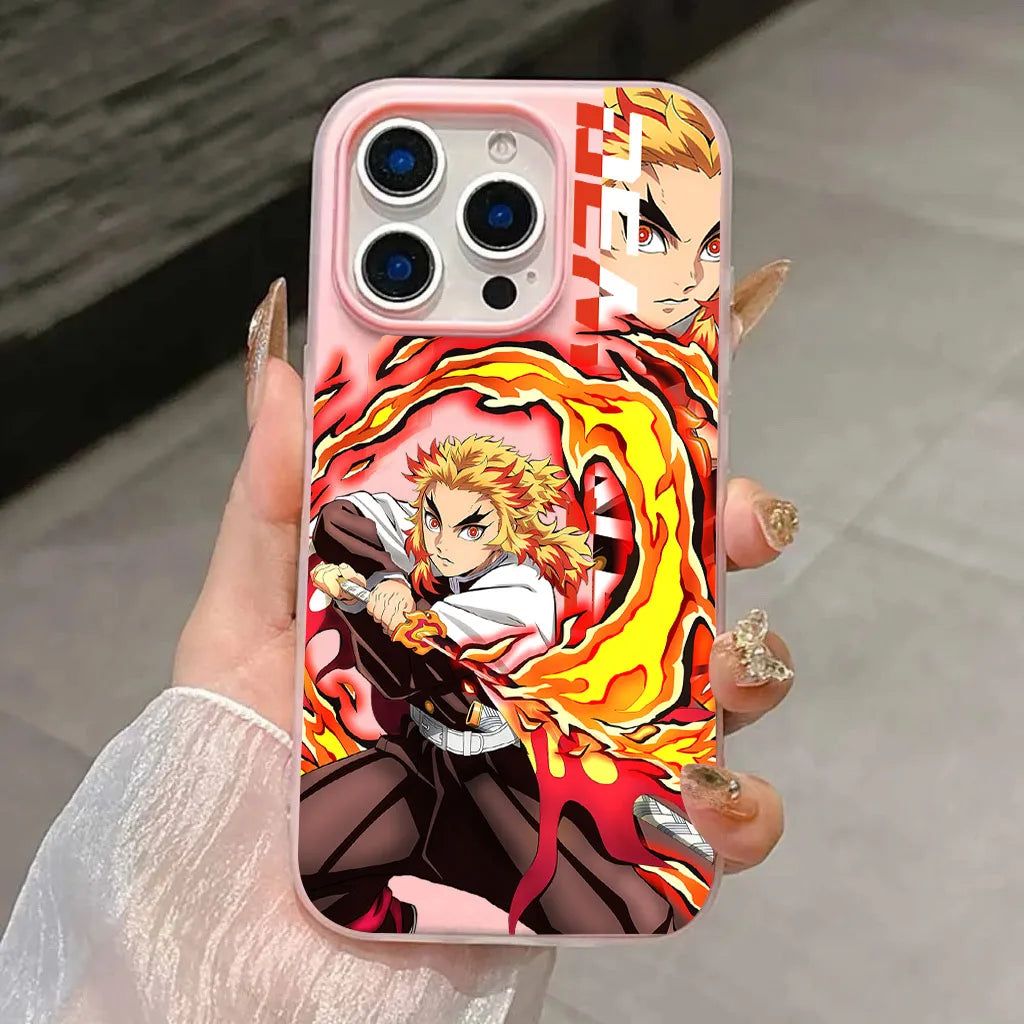 Japan Anime Demon Slayer Silicone Matte Candy Color 2 in 1 Phone Case for iPhone 17 Air 16e 16 15 14 13 Plus 12 11 Pro X XR Max