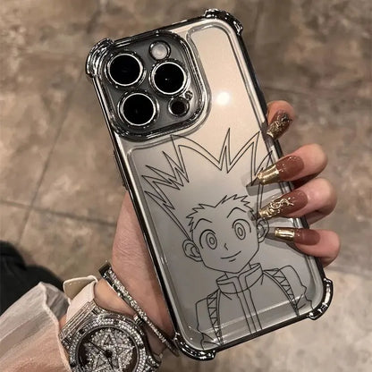 Black Hot Anime HUNTER×HUNTER Plating Case For Samsung S25 S24 S23 S22 S21 S20 FE Note20 Plus Ultra 4G 5G Anti Fall Airbag Cover